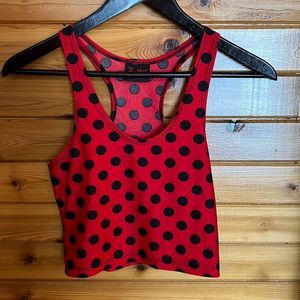 Folter black and red polka dot rockabilly racerback crop top